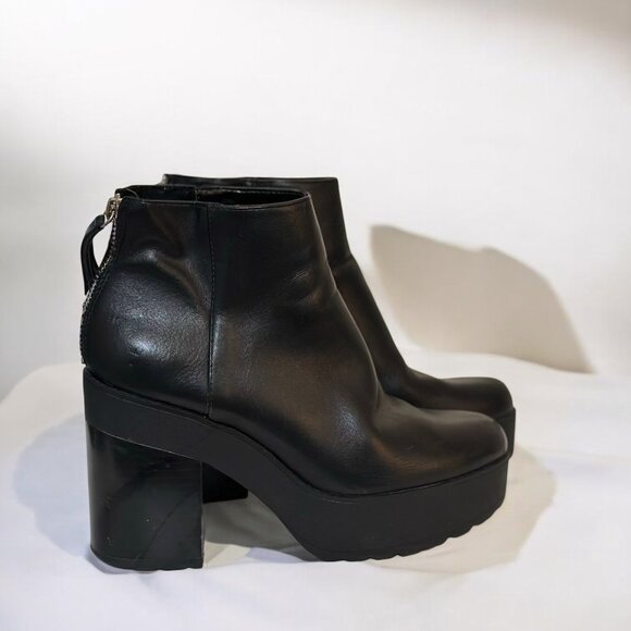 Bershka Dark Green Ankle Boots | Synthetic Leather | US 38 | Good - Picture 7 of 8